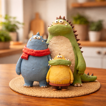Bloop Monster Family – Tiny Handmade Clay Desk Buddies