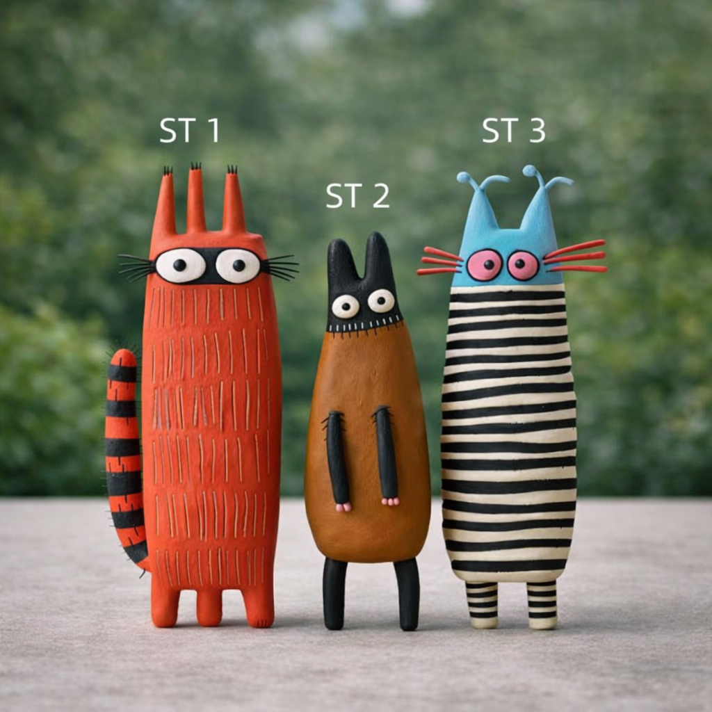 Bloop Kitty Crew – Mini Handmade Clay Cat Set